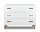 Commode 3 tiroirs Caravaggio - Blanc et noyer