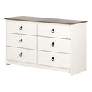 6-Drawer Double Dresser  Plenny White Wash and Weathered Oak 12235