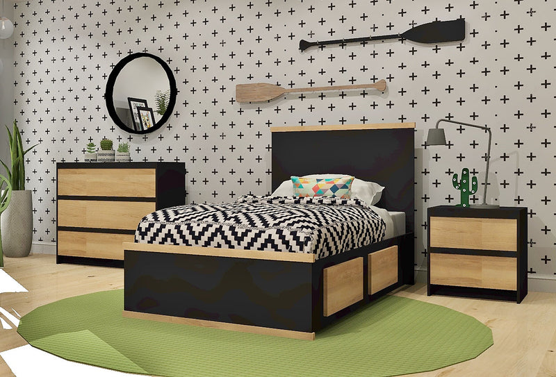 Ensemble de chambre AXEL 5097 - Noir et Merisier naturel