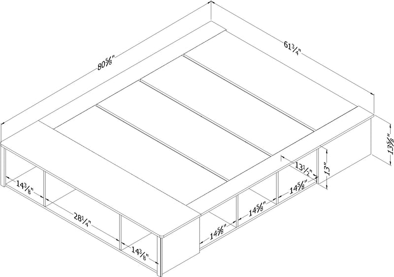 Lit plateforme queen 60" avec paniers de rangement Avilla - Chêne d'automne