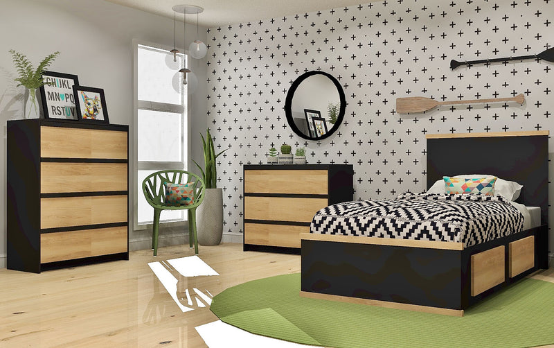 Ensemble de chambre AXEL 5097 - Noir et Merisier naturel