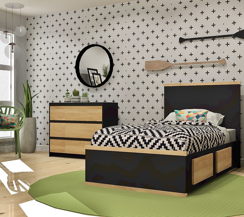 Ensemble de chambre AXEL 5097 - Noir et Merisier naturel