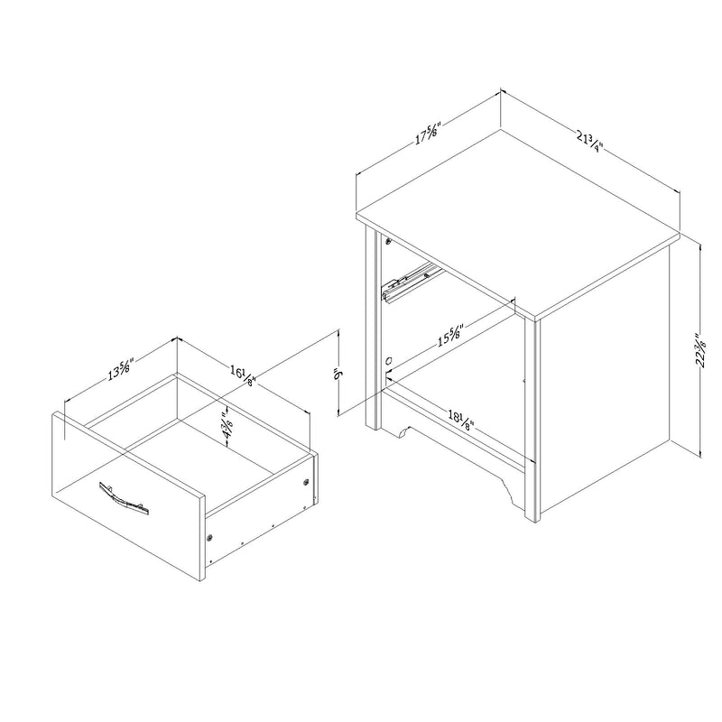 Table de chevet 1 tiroir Fusion - Blanc solide