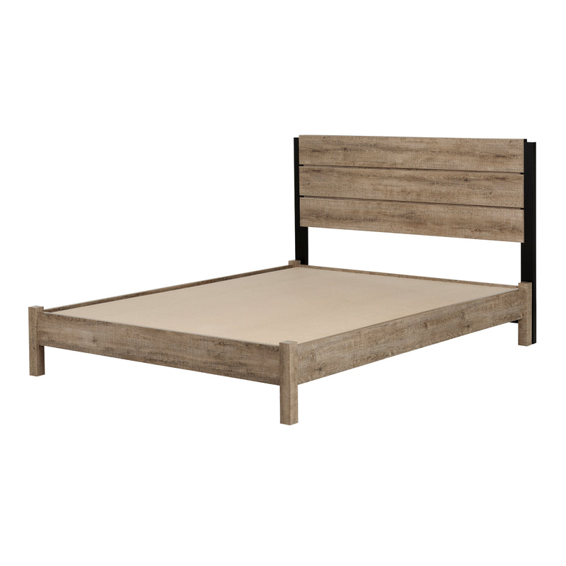 Platform Bed Set Double 54'' Munich Weathered Oak and Matte Black 