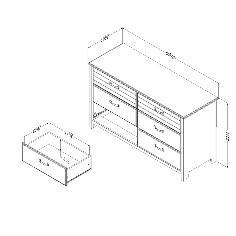 Bureau double 6 tiroirs Ulysses - Myrtille