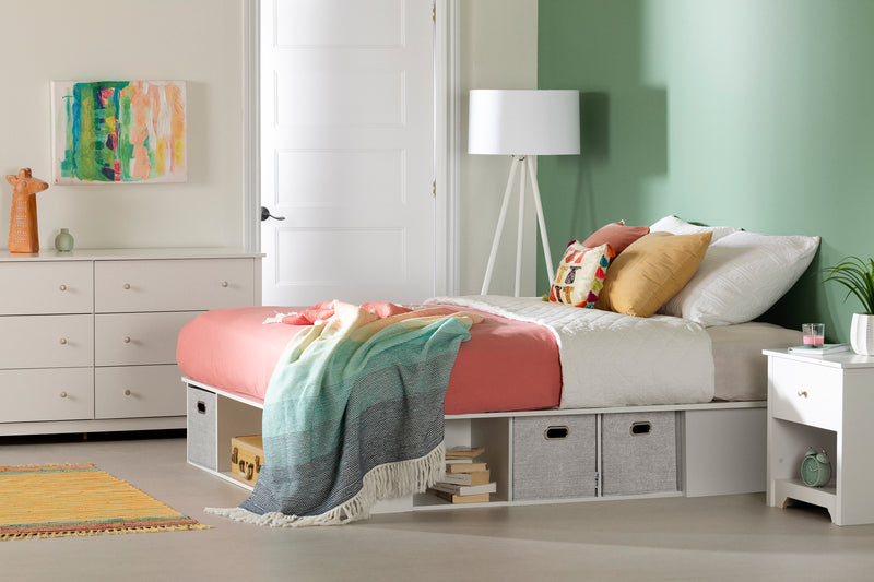 Lit plateforme avec paniers queen 60" Flexible - Blanc solide