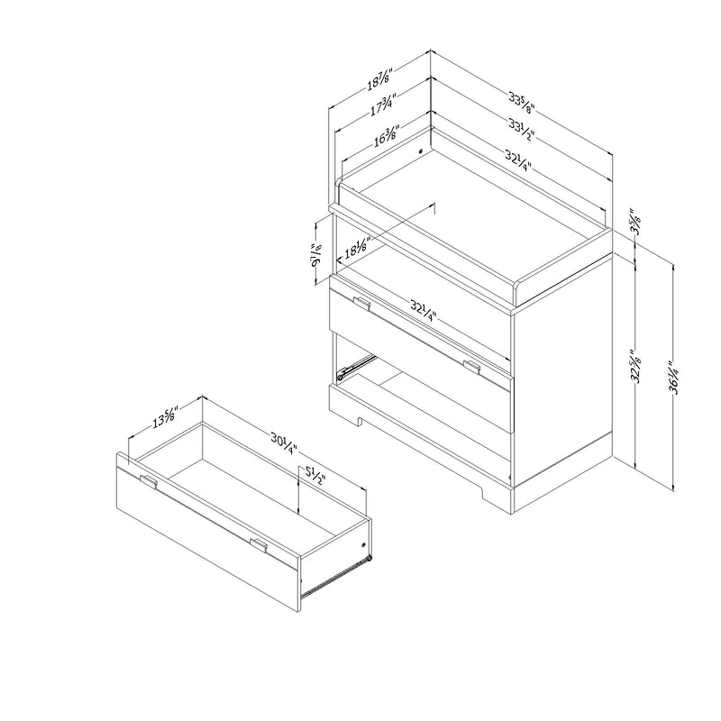 Table à langer avec rangement Reevo - Blanc solide