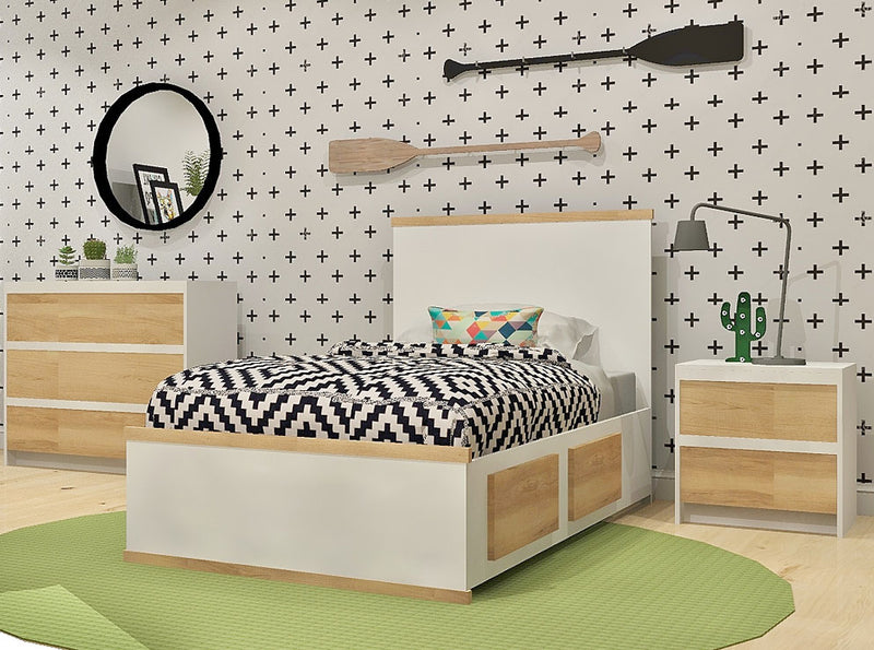 Ensemble de chambre AXEL 5027 - Blanc et Merisier naturel