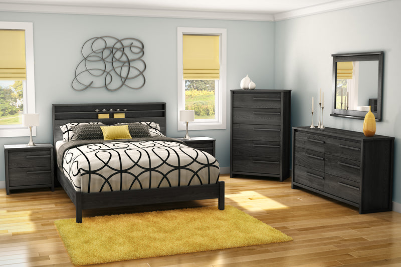 Lit plateforme sur pattes queen 60" Tao - Chêne gris