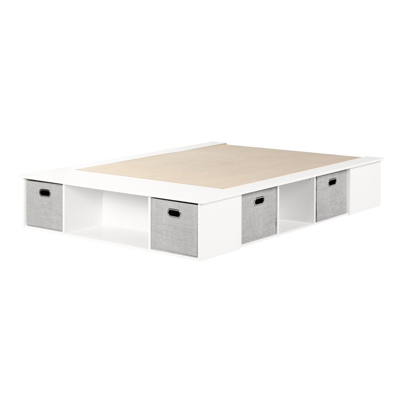 Lit plateforme 54" avec paniers Flexible - Blanc solide