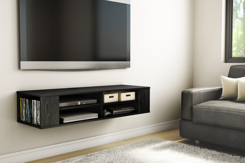 Console média murale 55" City Life - Chêne noir