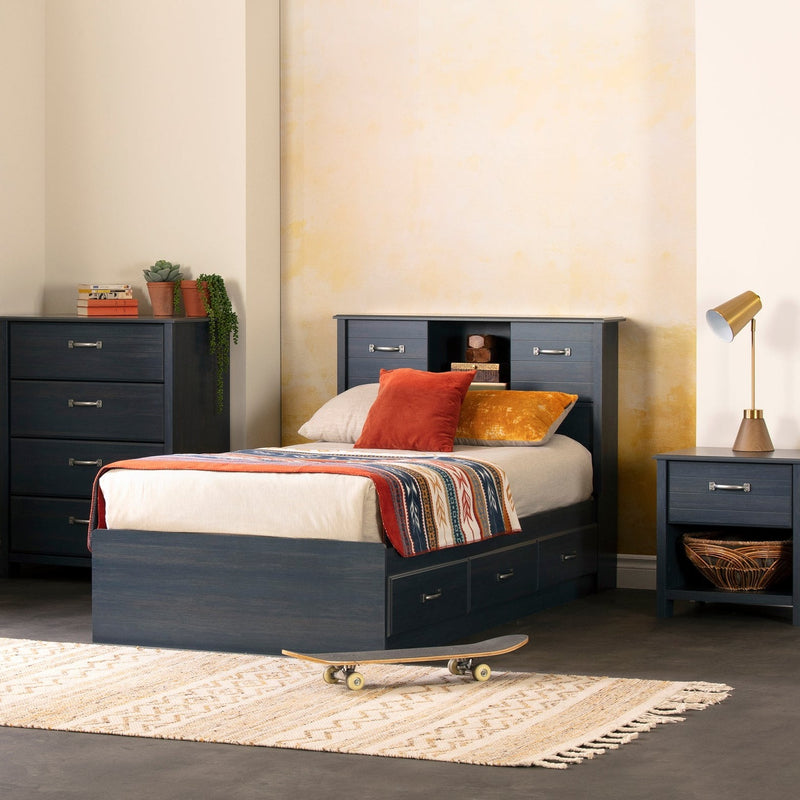 Ulysses - Bookcase headboard with sliding doors - Single -- Myrtille