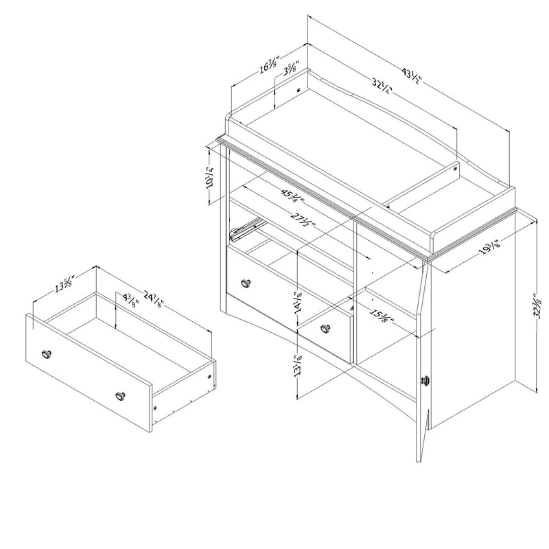 Peek-a-boo Changing Table -- Light Gray