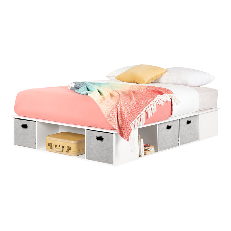 Lit plateforme avec paniers queen 60" Flexible - Blanc solide