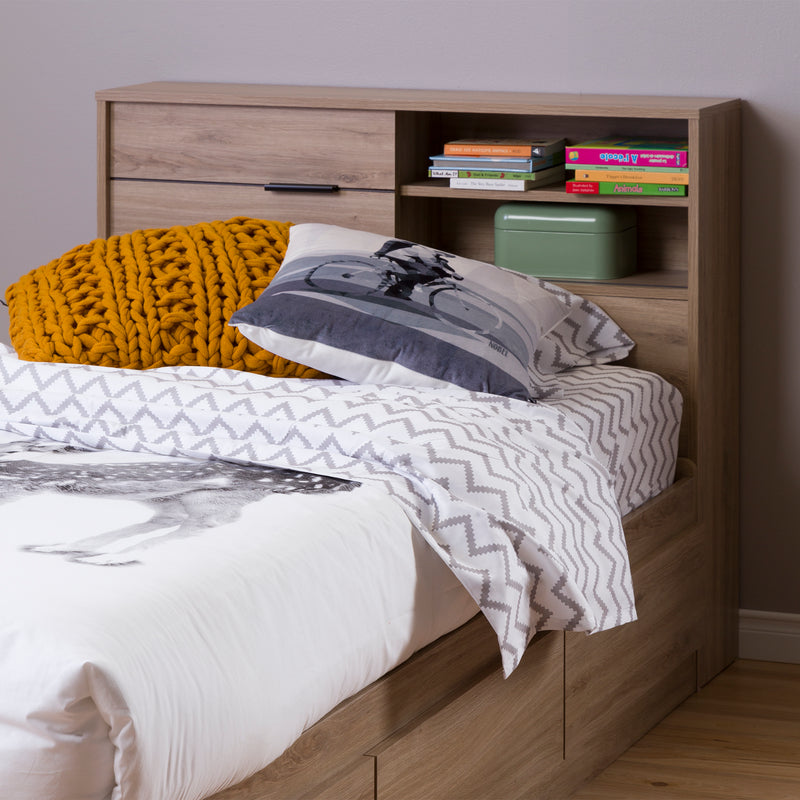 Tête de lit avec rangement simple 39" Fynn - Chêne rustique