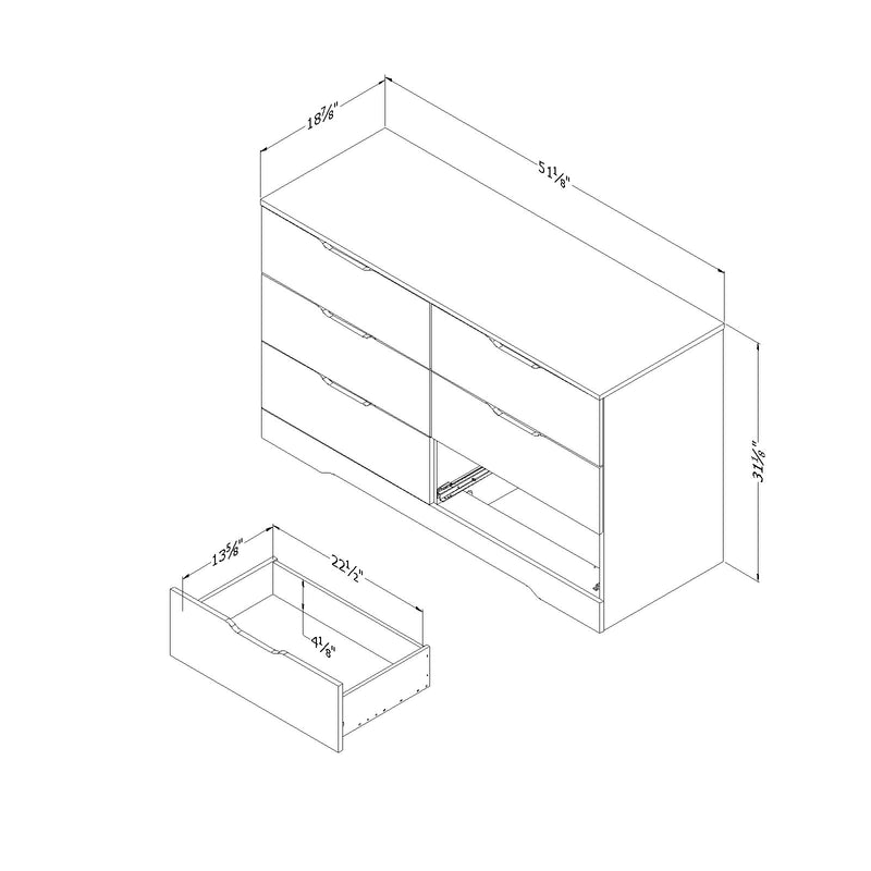 6-Drawer Double Dresser  Holland Natural Walnut 11281