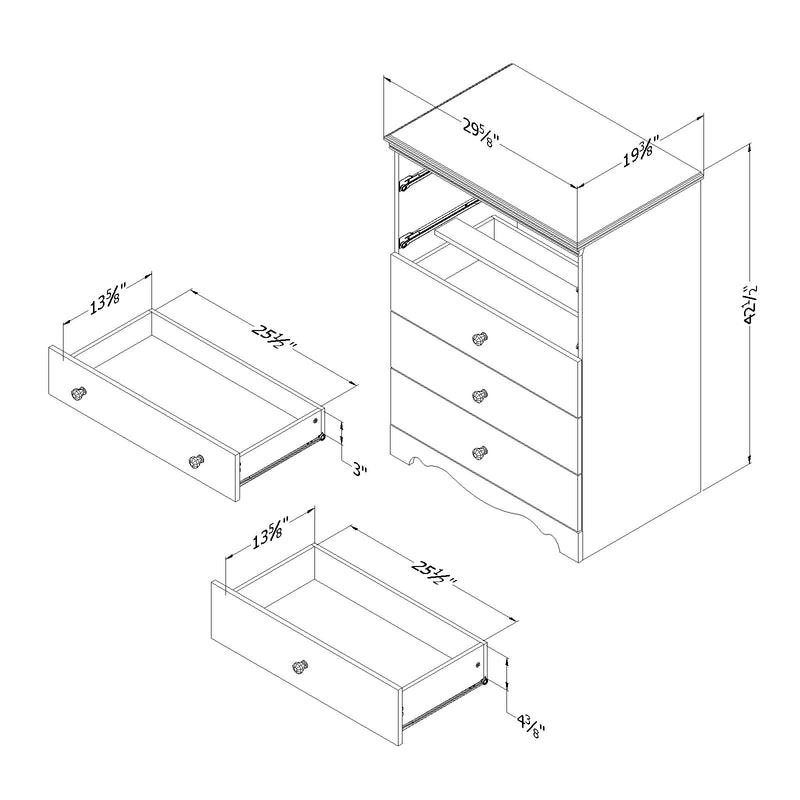 5-Drawer Chest  Crystal Pure White 3550035