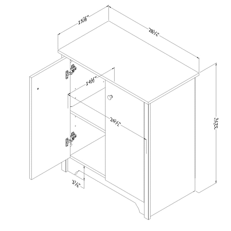 Armoire de rangement 2 portes Vito-Blanc solide