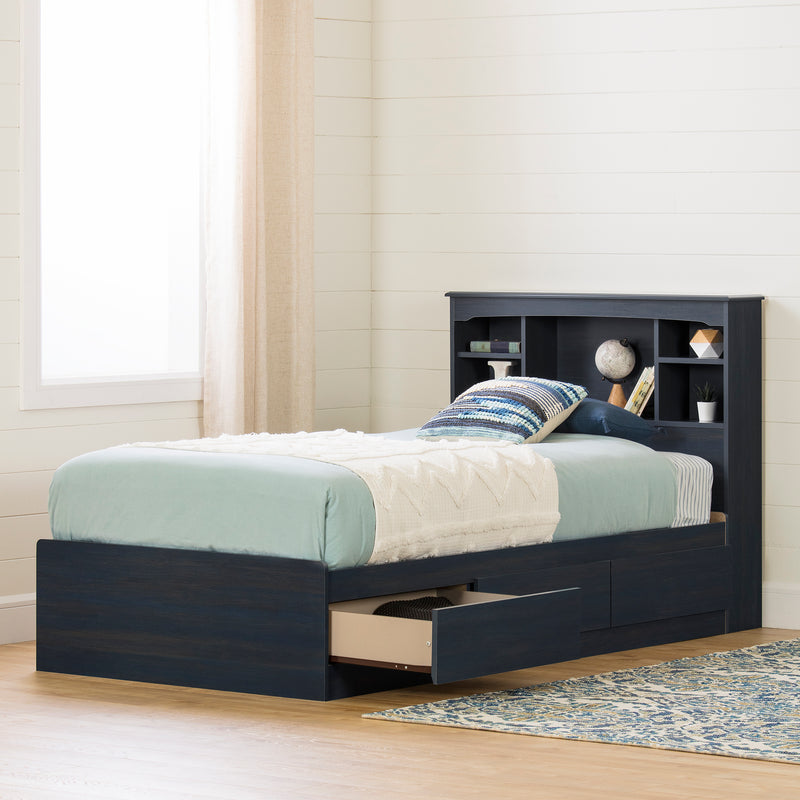 Ensemble lit matelot et tête de lit bibliothèque simple 39" Aviron - Myrtille