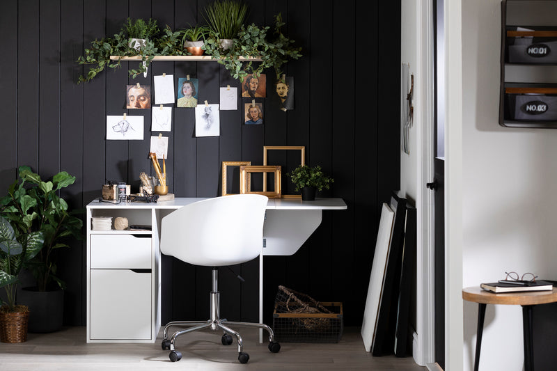 Table de bricolage avec rabat Crea-Blanc solide