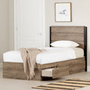 Ensemble lit matelot 3 tiroirs et tête de lit simple 39" Arlen - Chêne vieilli