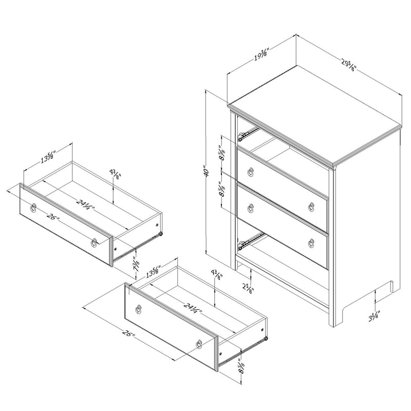 4-Drawer Chest  Catimini Pure White and Rustic Oak 10625