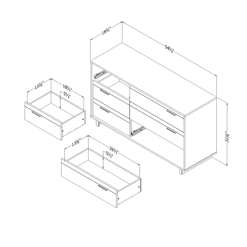 Bureau double 6 tiroirs Fynn - Chêne rustique