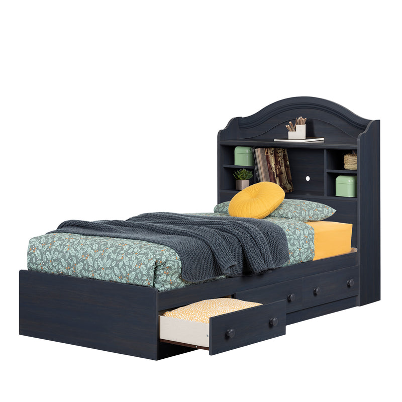Ensemble lit matelot et tête de lit bibliothèque simple 39" Summer Breeze - Myrtille