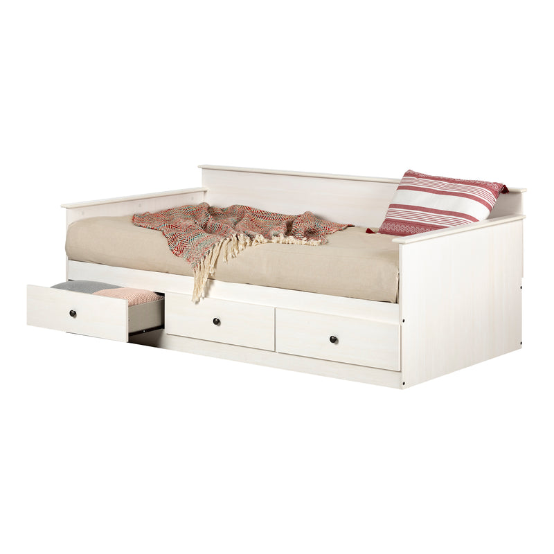 Lit de jour avec rangement simple 39" Plenny - Blanc antique