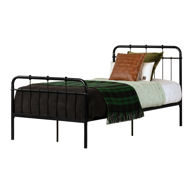 Hankel Twin Size Full Metal Platform Bed with Foot and Headboard - Black