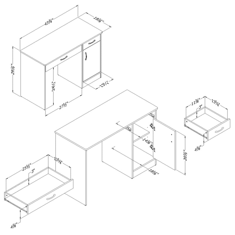 Bureau de travail Axess - Blanc solide