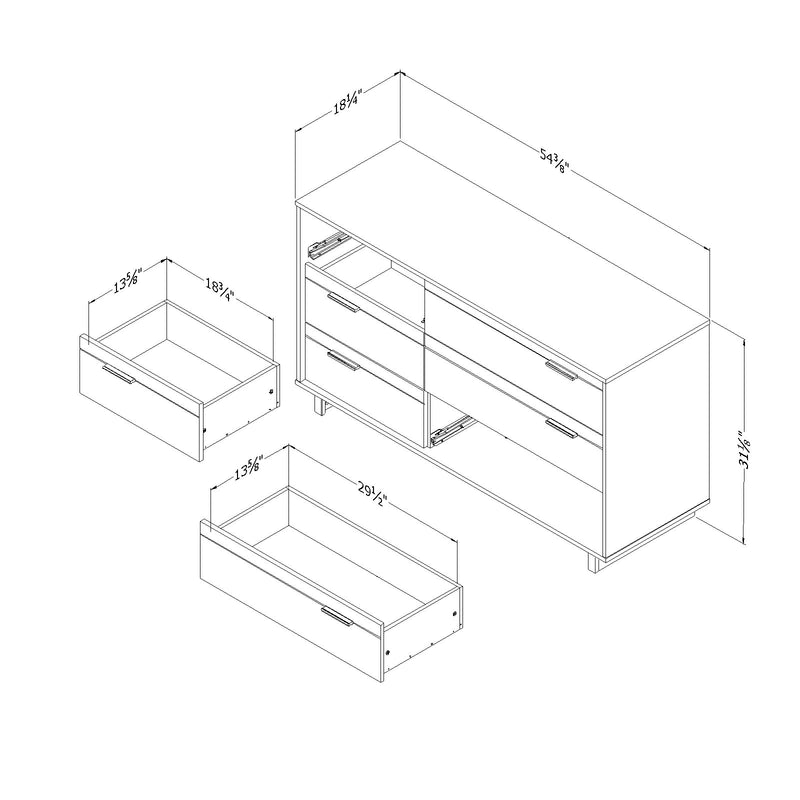 Bureau double 6 tiroirs Fynn - Chêne d'automne