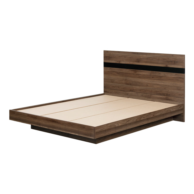 Lit complet queen 60" Flam - Noyer naturel et Noir mat