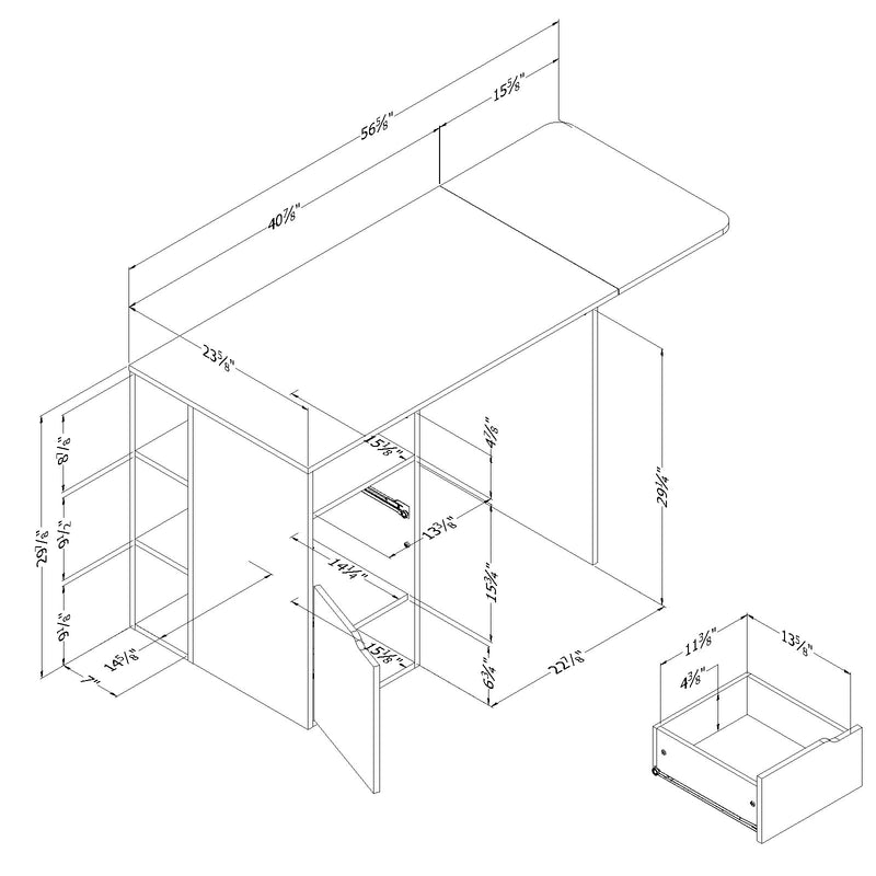 Table de bricolage avec rabat Crea-Blanc solide