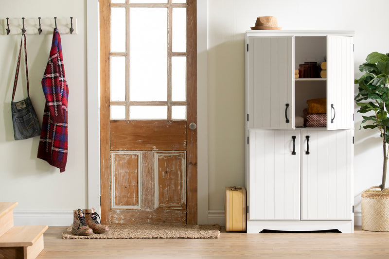 Armoire de rangement avec 4 portes Farnel - Blanc solide