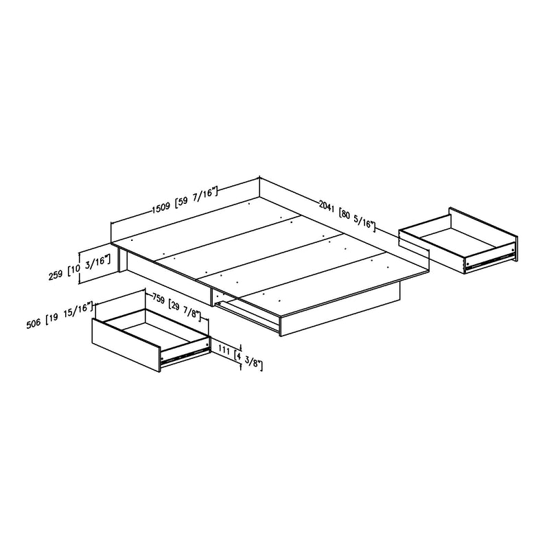 Gramercy Double / Queen Platform Bed with Drawers - White