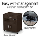 Rangement à imprimante sur roulettes Axess - Chocolat