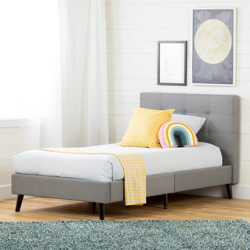 Fusion - Full Upholstered Double Bed - Light Gray