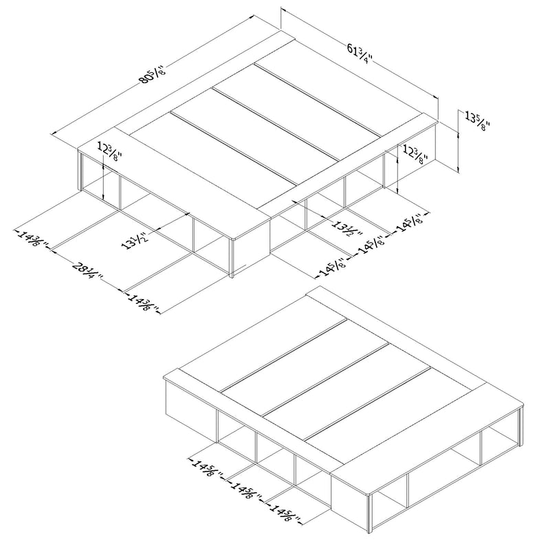 Flexible 60 "Platform Bed with Baskets - Black