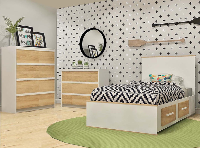 Ensemble de chambre AXEL 5027 - Blanc et Merisier naturel