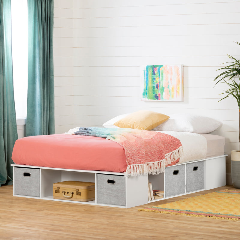 Lit plateforme avec paniers queen 60" Flexible - Blanc solide