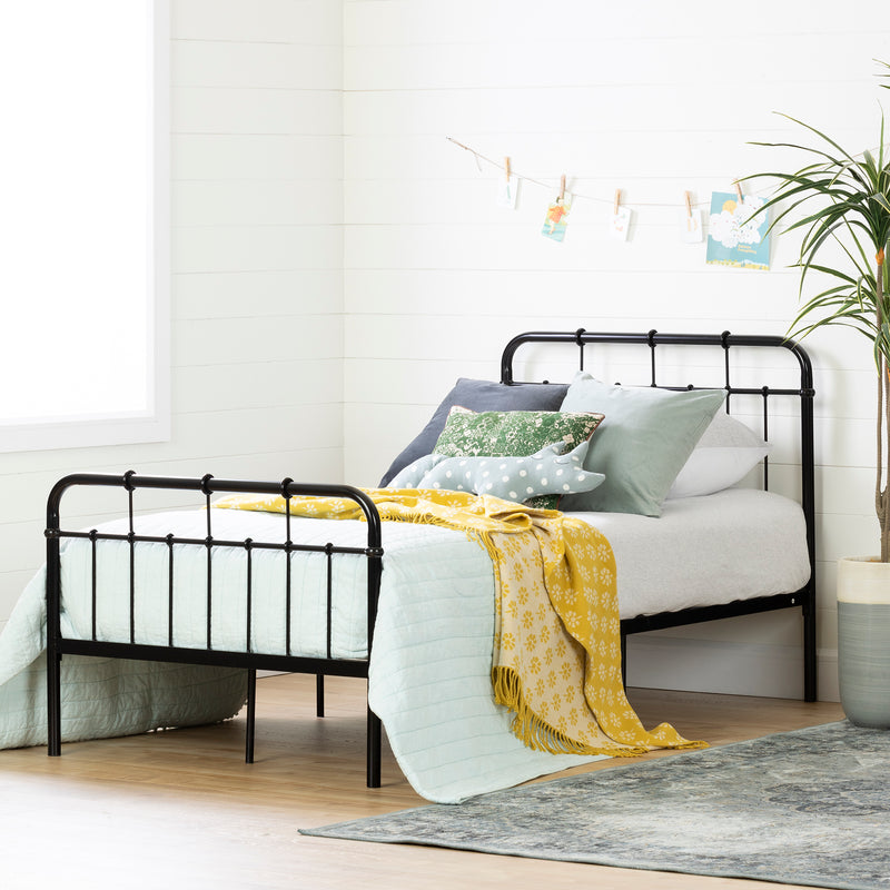 Cotton Candy - Full Metal Single Bed 39'' - Solid Black Color