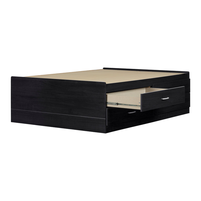 Lit capitaine 4 tiroirs double 54"  Cosmos - Chêne noir