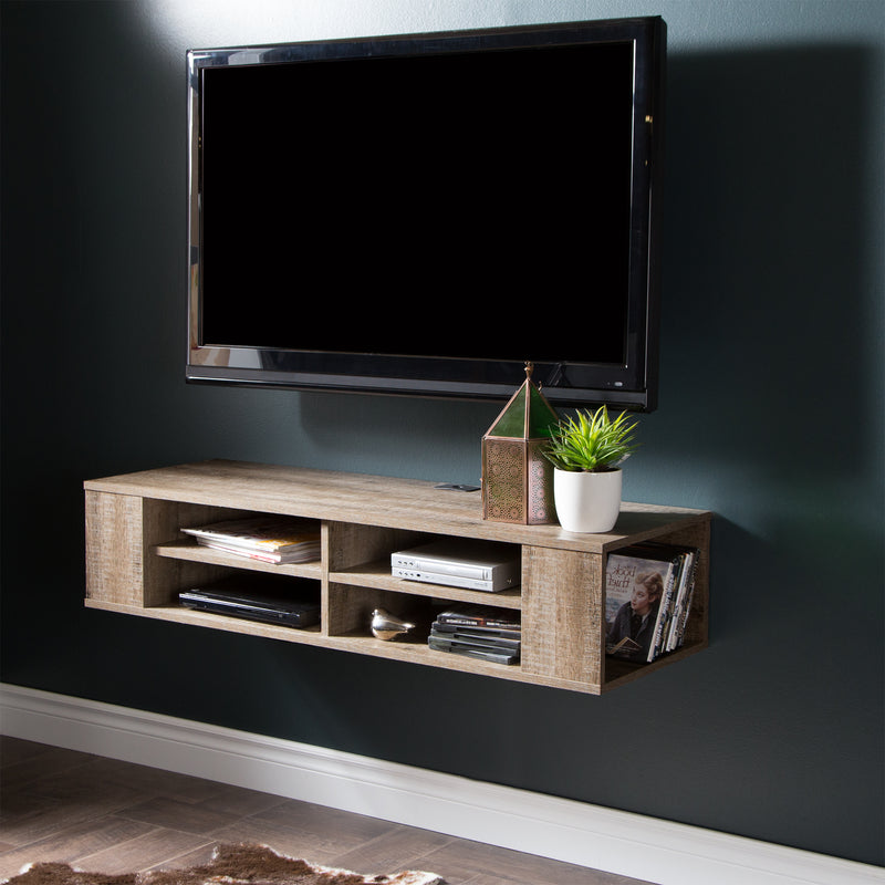 Console média murale 55" City Life - Chêne vieilli