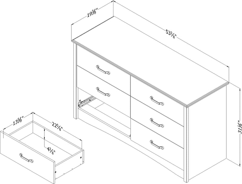 Bureau double 6 tiroirs Helson-Pin bord de mer