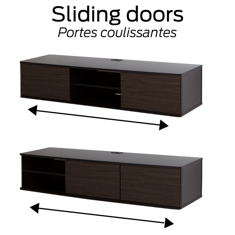 Console média murale 65" Agora - Chocolat et Zebrano