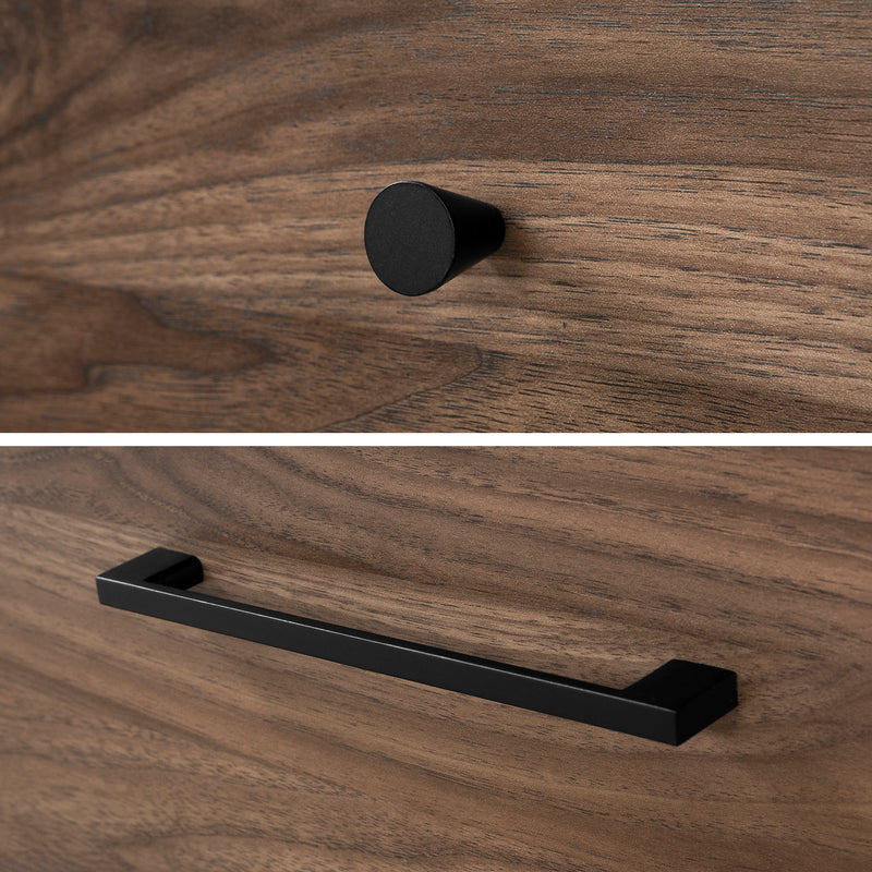 Commode de rangement 7 tiroirs Flam - Noyer naturel et Noir mat