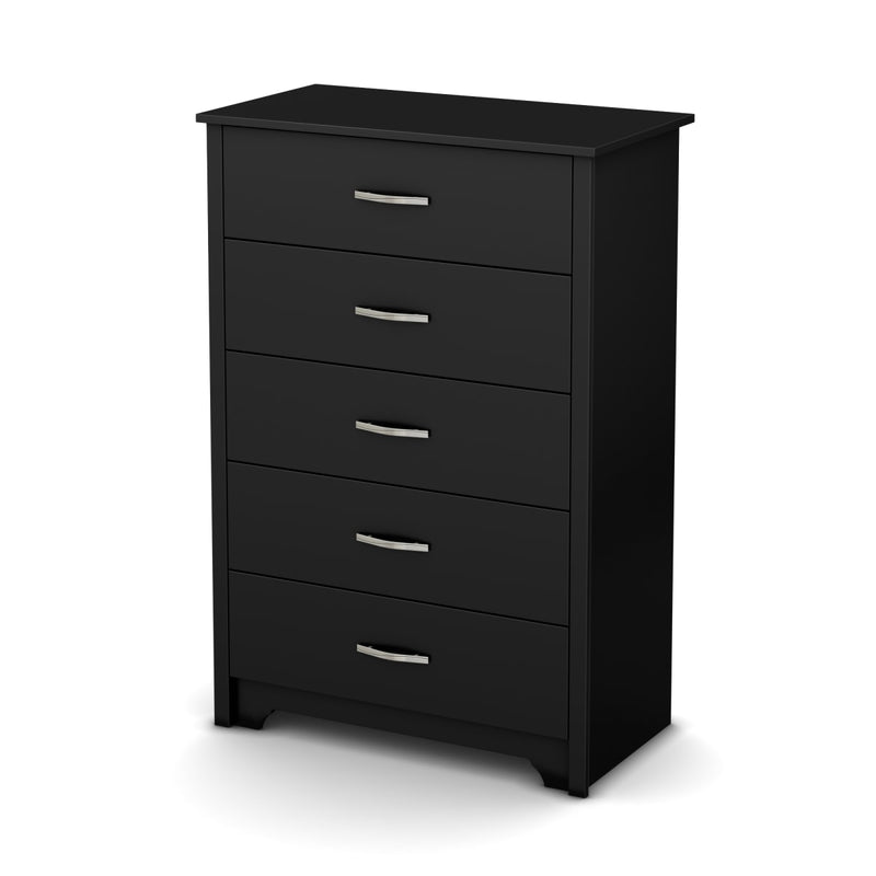 Commode 5 tiroirs Fusion - Noir solide