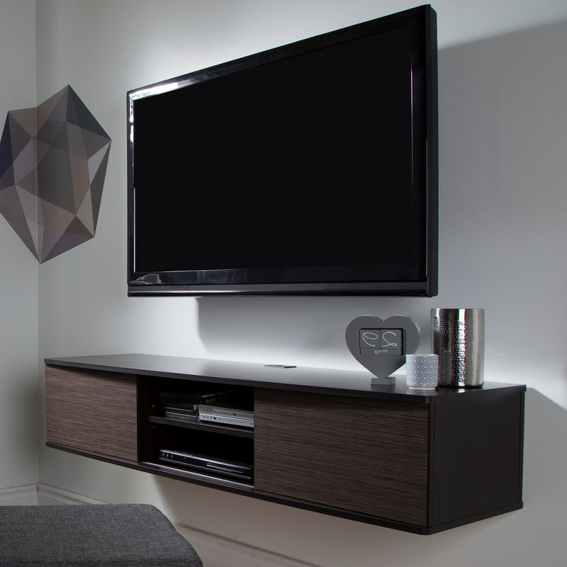 Console média murale 65" Agora - Chocolat et Zebrano