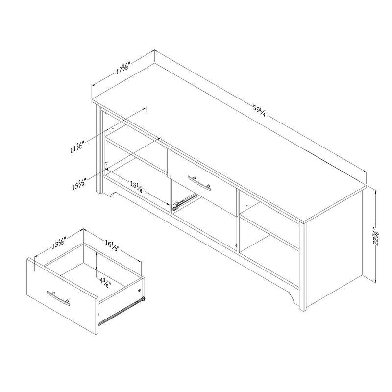 TV Stand with Drawers  Fusion Gray Oak 11839